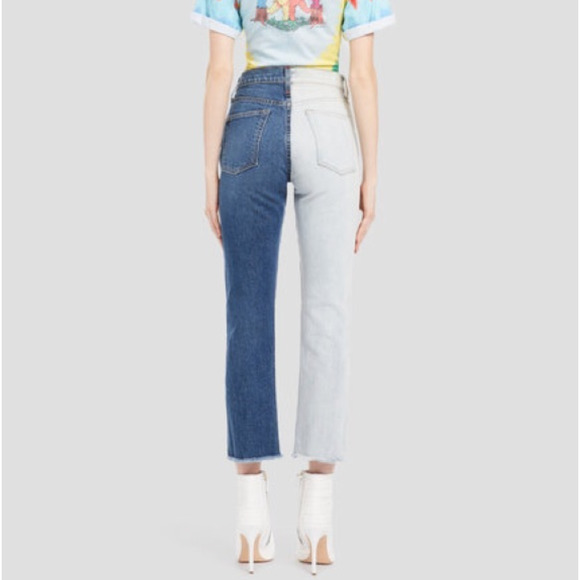 ALICE + OLIVIA Amazing Two Tone High Rise Boyfriend Jeans {C2} - Picture 2 of 10